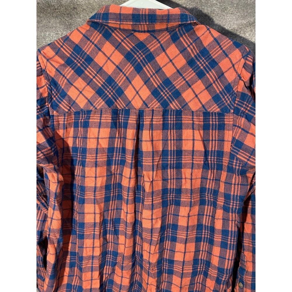 Toad&Co Women's S Flannel Plaid Button Down Dress Burnt Orange Blue Tunic - Picture 7 of 12